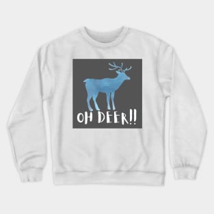 Let it Snow and Oh Deer print winter gray and  blue Crewneck Sweatshirt